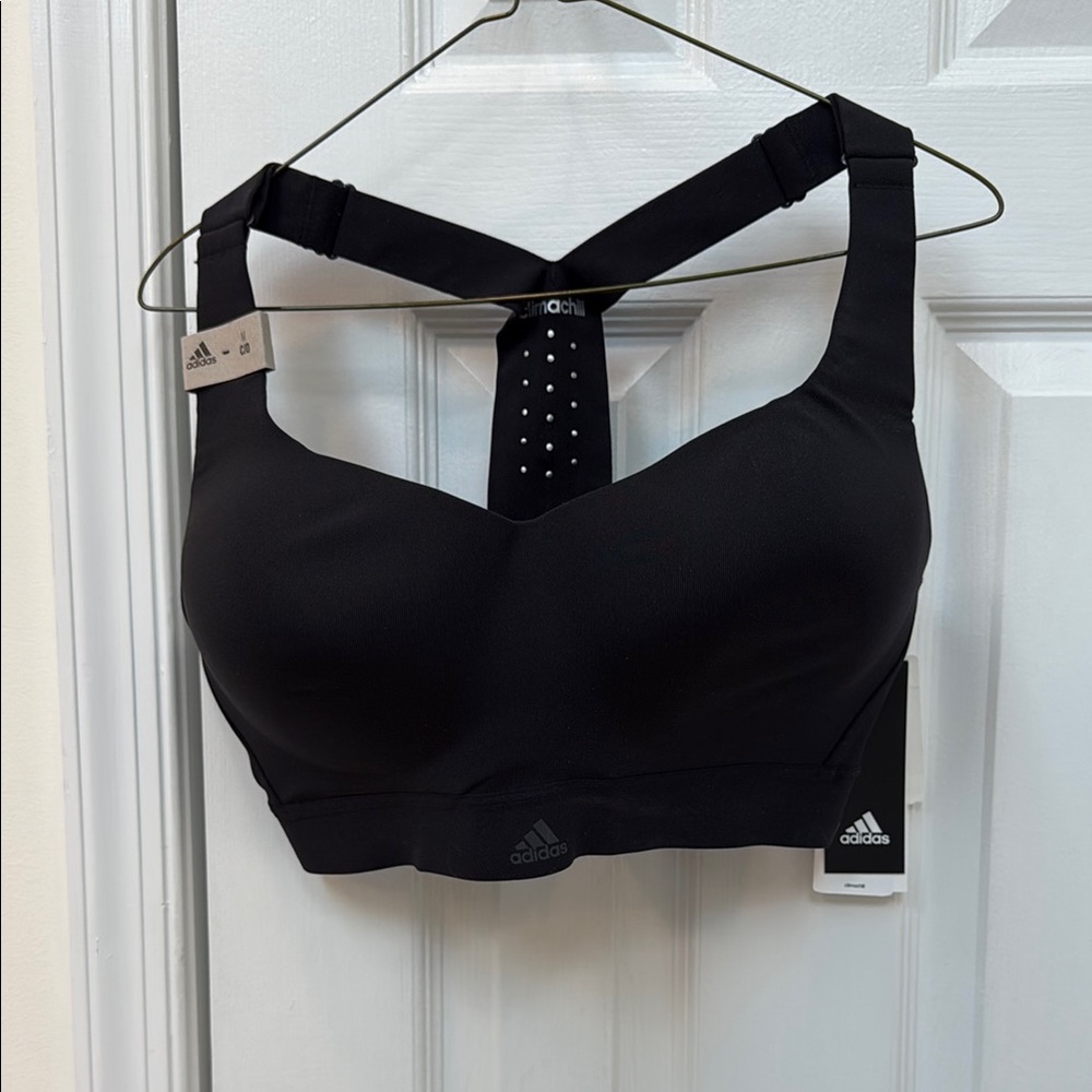 Adidas Black Sports Bra with Racerback and Wide Straps